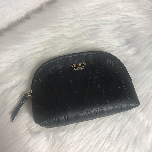 Victoria's Secret Black Embossed Love Cosmetic Bag - Picture 2 of 4